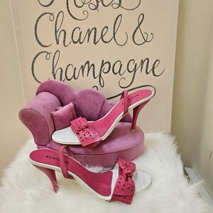 BEBE AMAZING RETRO STYLE POLKA DOT BOW HIGH HEELS